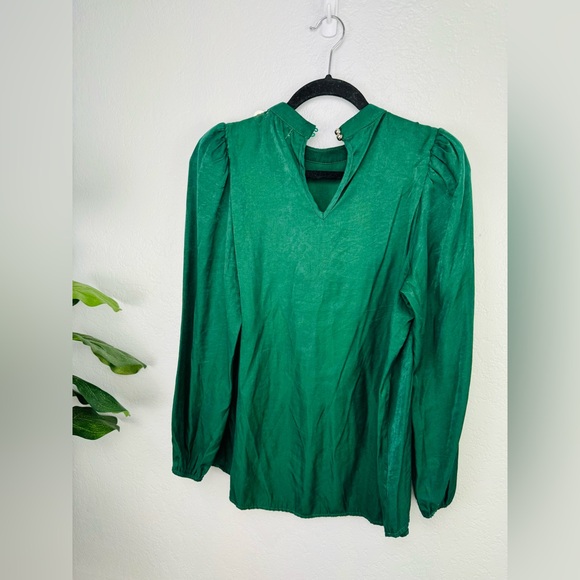 Love Is For Eternity Emerald Green Vintage Style Long Sleeve Shoulder Button Top - Picture 8 of 9